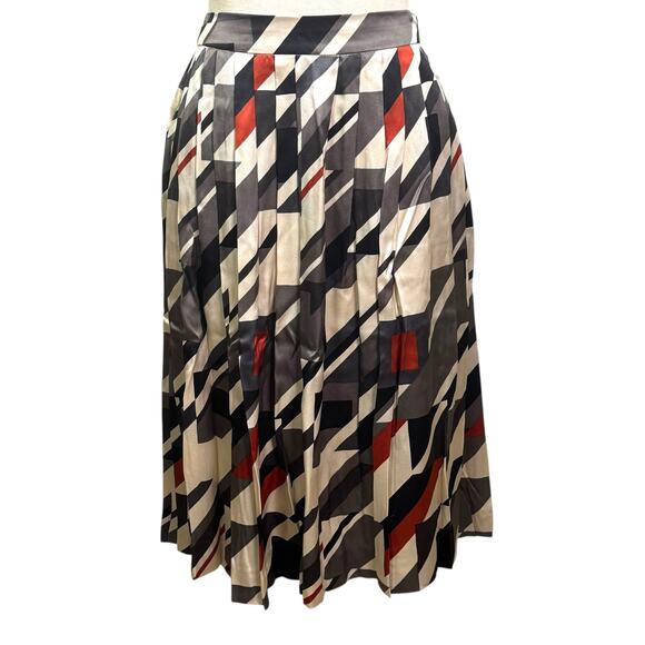 ETRO Made in Italy Size 44 US 8 100% Silk Abstract Print Pleated Skirt - Picture 1 of 7